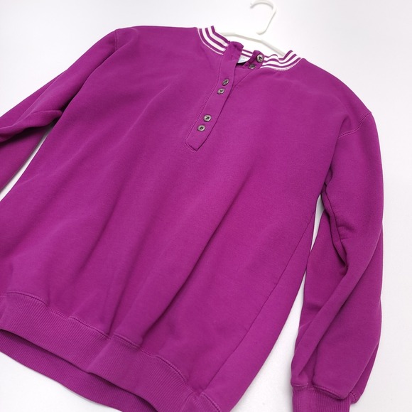 80's Cheetah Sweatshirt Women's Small Crewneck Button‎ Pullover Striped Purple - Picture 3 of 5